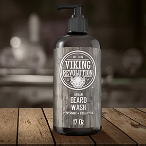 Beard Wash Shampoo w/Argan & Jojoba Oils - Softens & Strengthens - Natural Peppermint and Eucalyptus Scent - Beard Shampoo w/Beard Oil (17 oz Shampoo) - Beard wash
