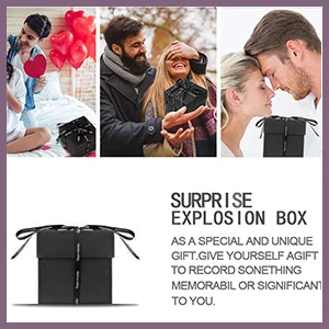 Wanateber Explosion Box DIY Gift - Love Memory  Scrapbook  Photo Box for Birthday Gift  Anniversary Wedding or Valentine's Day Surprise Box (Black) - photo explosion box