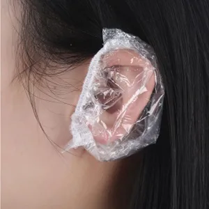 100 PCS Disposable Soft and Environment-friendly Plastic Transparent Hairdressing Ear Caps Coloring Waterproof Ear Cover Shield Protector Elastic Shower Ear Caps for Salon Home Use - product information 2