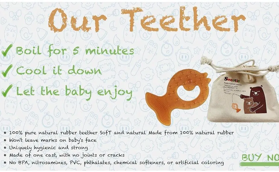 SWEETIE Pure Natural Rubber Teether Fish BPA  Phthalates  PVC  Nitrosamine Free - SWEETIE Pure Natural Rubber Teether Fish BPA, Phthalates, PVC, Nitrosamine Free