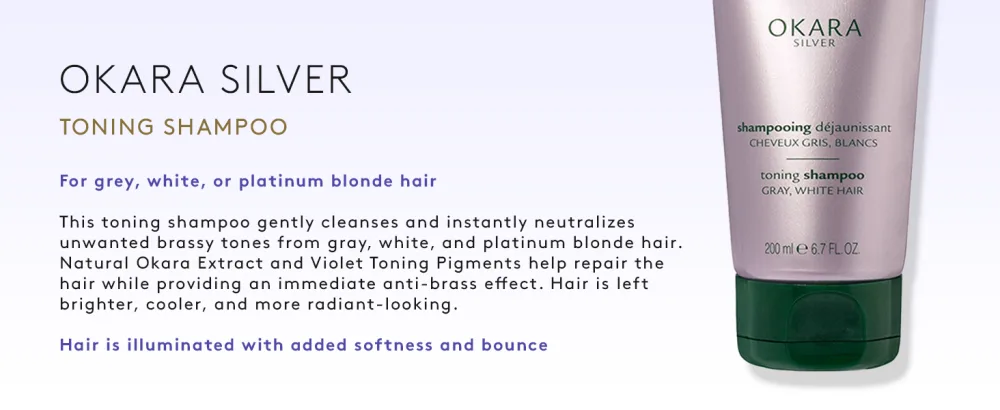 Rene Furterer OKARA SILVER Toning Shampoo  Purple Shampoo for Blonde  White  Grey  Silver  Pastel Hair  6.7 oz. - Okara Silver
