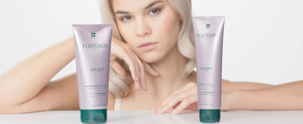 Rene Furterer OKARA SILVER Toning Shampoo  Purple Shampoo for Blonde  White  Grey  Silver  Pastel Hair  6.7 oz. - Okara Silver Collection