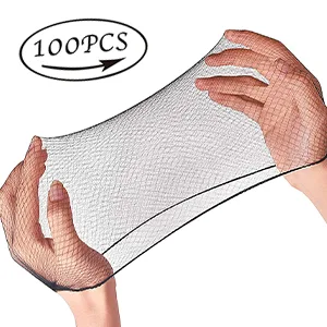 Smilco Hair Nets 100 PCS  20 Inches Elasticity Invisible Elastic Mesh Wig Nets for Hair Bun Making Ballet Dancer Kitchen Food Serive (Black) - hair nets food services