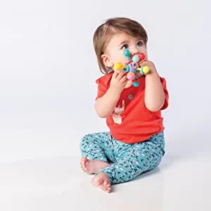 Manhattan Toy Atom Rattle & Teether Grasping Activity Baby Toy - gift for 2 year old;gift for 3 year old;gift for 4 year old;gift for 5 year old