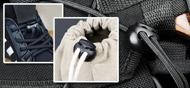DYZD Plastic Cord Lock End Toggle Double Hole Spring Stopper Fastener Slider Toggles End (Black 10 PCS) - product information 2