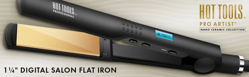 Hot Tools Pro Artist Nano Ceramic Flat iron | Wide Plate for Faster Styling (1-1/4 in) - flatiron; flatirons; straightener; straighteners; hairstraightener; hairstraighteners; ceramic