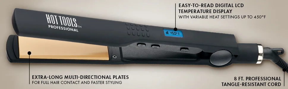 Hot Tools Pro Artist Nano Ceramic Flat iron | Wide Plate for Faster Styling (1-1/4 in) - flatiron; flatirons; straightener; straighteners; hairstraightener; hairstraighteners; ceramic