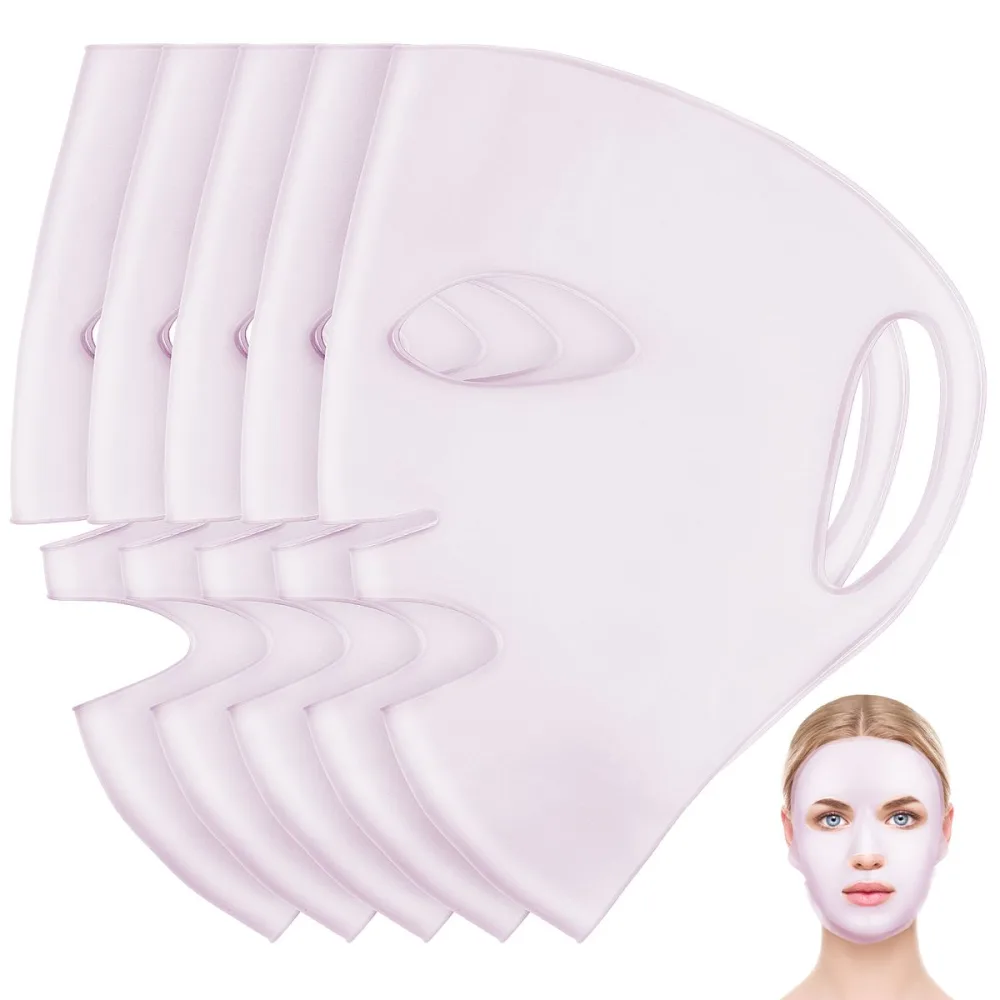 STOBAZA 5pi ces Masque Silicone Visage R utilisable avec Support Lot pour Protection Hydratante et Nettoyage Facile - product information 2