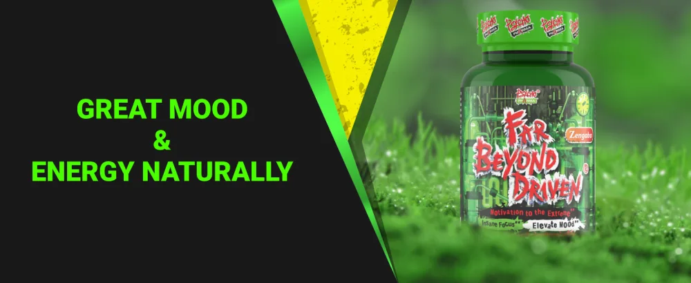 Psycho Pharma's Far Beyond Driven  for increased energy to Burn with improved focus  positive mood. - Far beyond driven energy pills