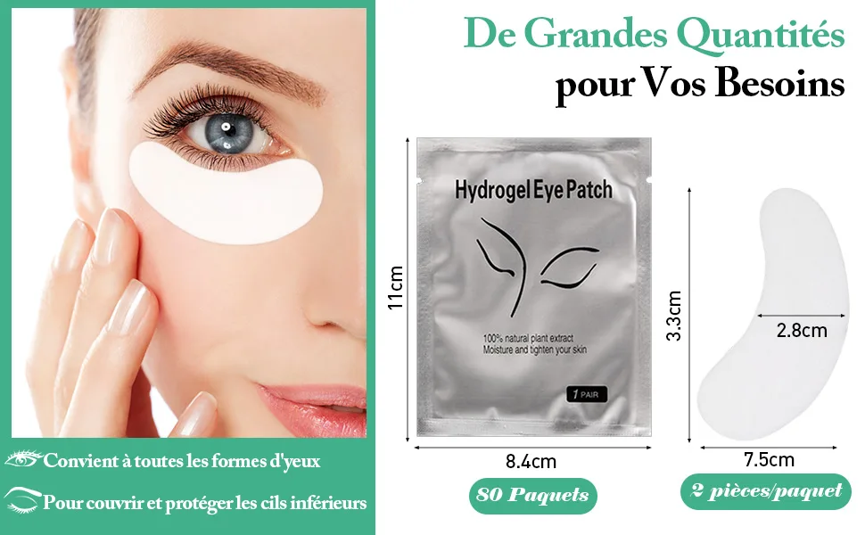 VEGCOO 80 Paires Patchs Pour Extensions de Cils Gel Non Pelucheux pour Teinture Cils Extension Cils (Renard) - product information 2