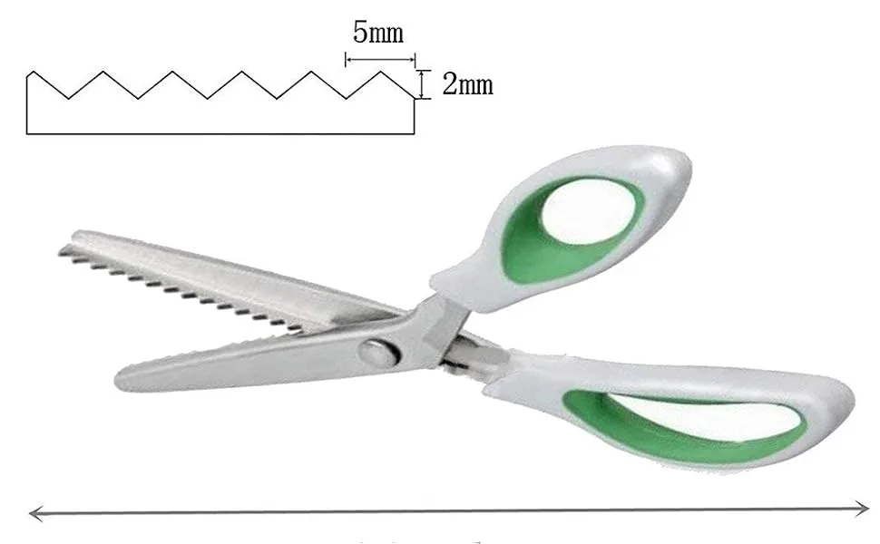 JISTL Green Pinking Shears Comfort Grips Crafts Zig Zag Cut Sewing Scissors Professional Handheld Dressmaking - pinking shears