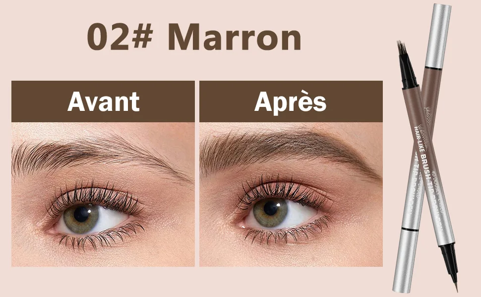 Erinde Crayon Sourcils Microblading 2 en 1 Crayon Sourcils Waterproof Pointe Multi-Ramifications et Pointe Pr cise Maquillage Sourcils Femme Sourcils Naturels et D finis #02 #02 Marron - product information 6