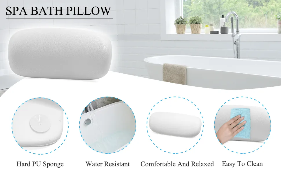uxcell Luxurious Foam Padded Spa Bath Pillow Hot Tub Head Back Cushion 10.2 Inch x 5.3 Inch White - product information 1