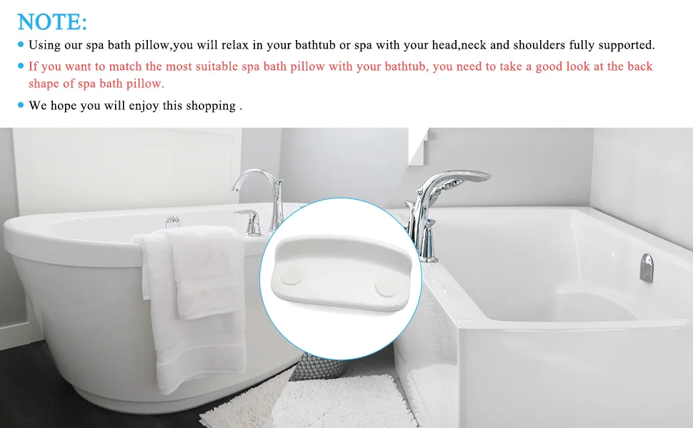 uxcell Luxurious Foam Padded Spa Bath Pillow Hot Tub Head Back Cushion 10.2 Inch x 5.3 Inch White - product information 2