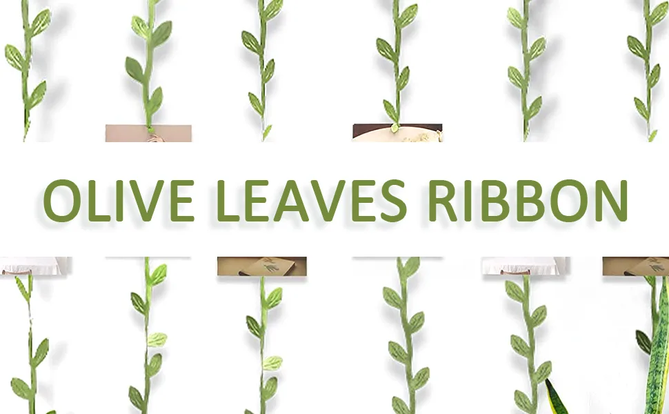 David accessories Olive Green Leaves Leaf Trim Ribbon -20 Yards - for DIY Craft Party Wedding Home Decoration (Olive Green) - ribbon