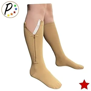 Presadee Original Closed Toe 20-30 mmHg Zipper Compression Calf Leg Socks Large/X-Large (1 Pair) Beige - Presadee Original Closed Toe 20-30 mmHg Zipper Compression Socks