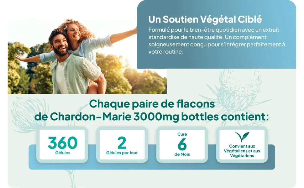 Chardon-Marie 3000mg | 360 Comprim s | Adapt aux V g taliens |Jusqu 6 mois de bienfaits |SimplySupplements - product information 3