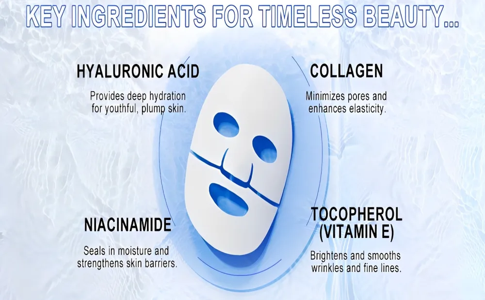 Masque Visage Bio-Collag ne Masque Hydratant Intense Soin Anti- ge Masque Collagene Visage Pour une Peau Repulp e et clatante - product information 2