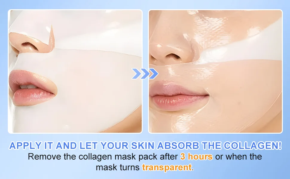 Masque Visage Bio-Collag ne Masque Hydratant Intense Soin Anti- ge Masque Collagene Visage Pour une Peau Repulp e et clatante - product information 4