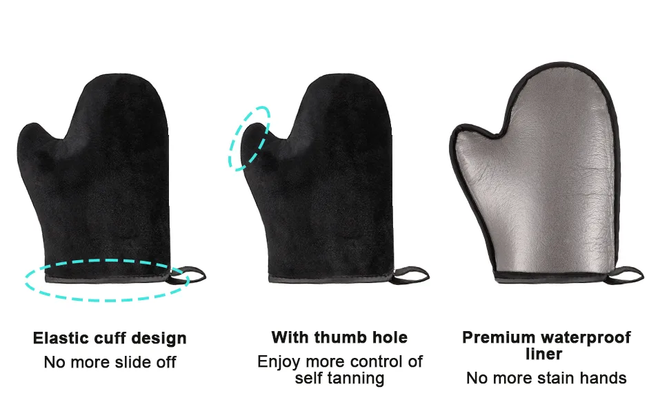 Ensemble de gants autobronzants 3 en 1 r utilisables pour applicateur de dos autobronzant (noir) - product information 2
