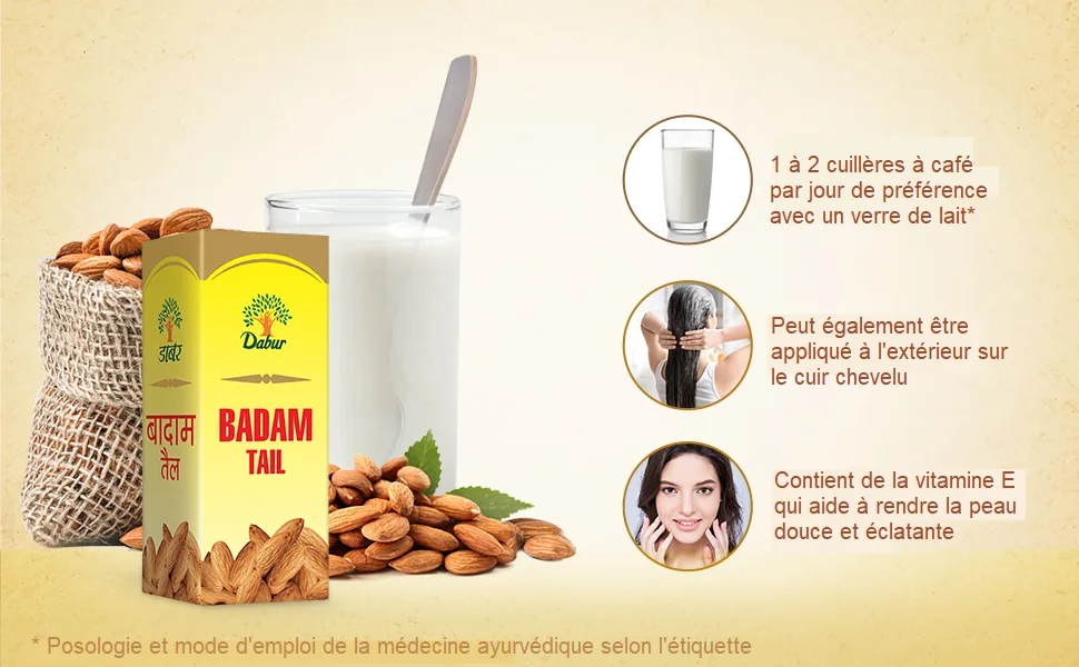 Dabur Badam Tail - 100% Pure Almond Oil - 50 ml - product information 3