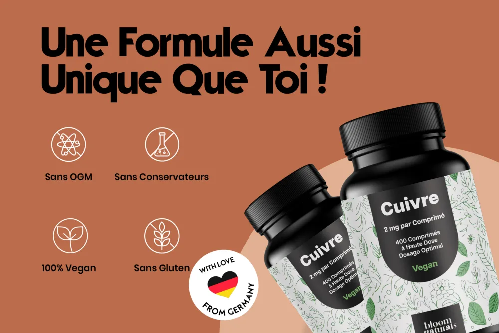 Cuivre Compl ment Alimentaire - 400 Comprim s - 2 mg par Comprim Vegan Produit en Allemagne - product information 2