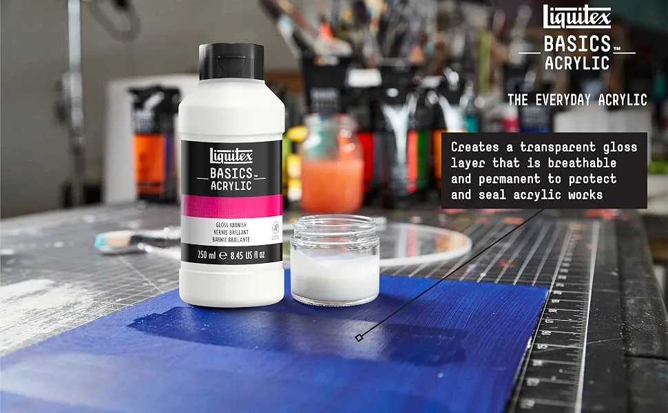 Liquitex BASICS Gloss Varnish  250ml (8.4oz) Bottle 8.4-oz Gloss Varnish - gloss varnish