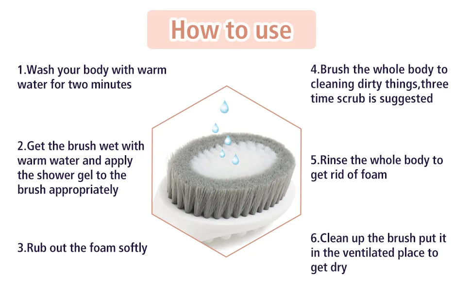uxcell Gray Brush Bristles Exfoliating Massager with Long Wooden Handle for Dry Brushing and Shower - product information 2