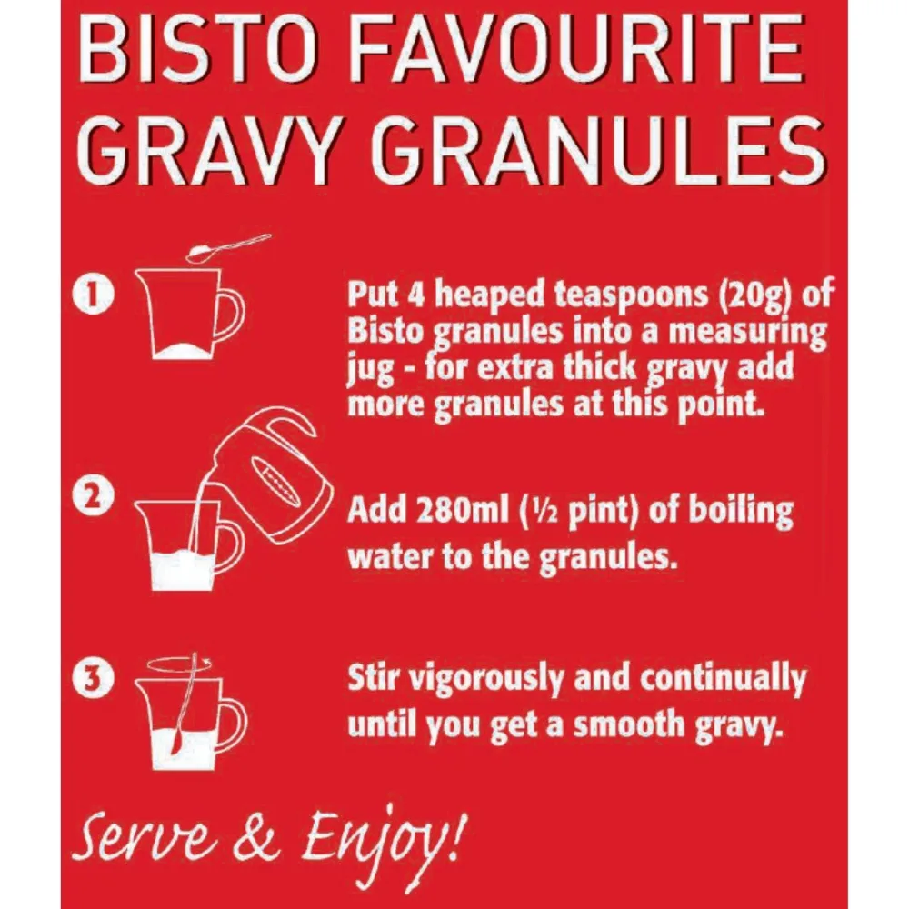 Bisto Flavoursome & Delicious Granules pour sauce l'oignon 190 g - product information 4