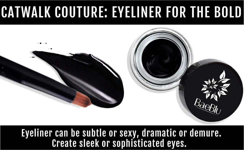 BaeBlu Organic Gel Eyeliner Pot  100% Natural Waterproof Non-Irritating  Create Any Look  Very Black - banner