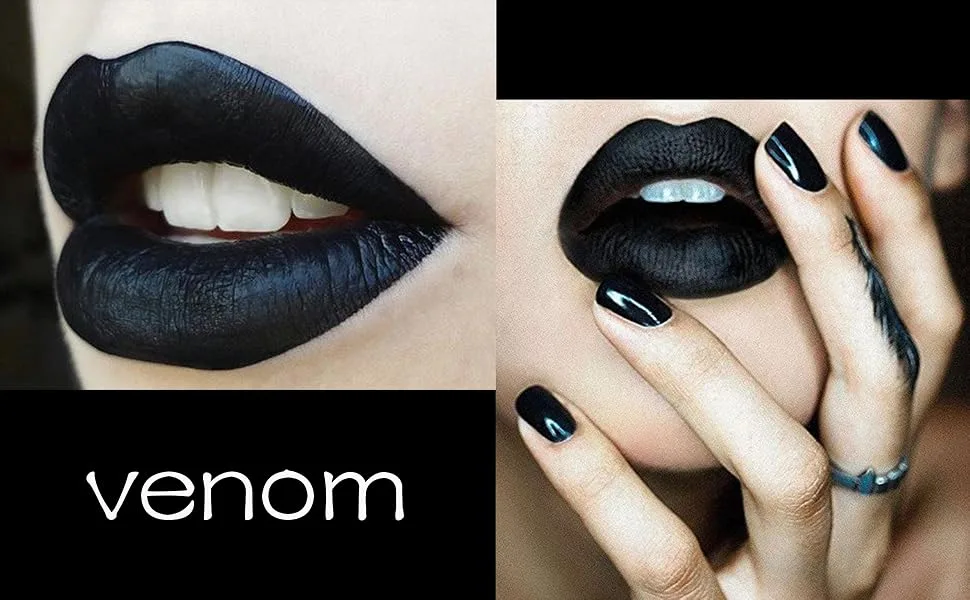 LA Splash Cosmetics Soft Liquid Matte Black Lipstick - LIP COUTURE (Venom) - product information 2