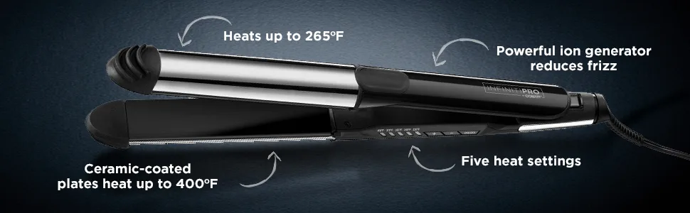 INFINITIPRO BY CONAIR 2-in-1 Styler  Curl or Straighten with 1 Tool  1-inch  Black - ConAir