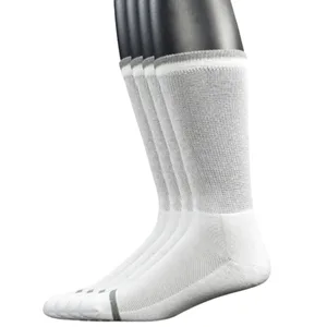 Yomandamor Men's 4 Pairs Bamboo Diabetic Crew Socks with Seamless Toe and Cushion Sole 10-13 4 Pairs White - product information 2