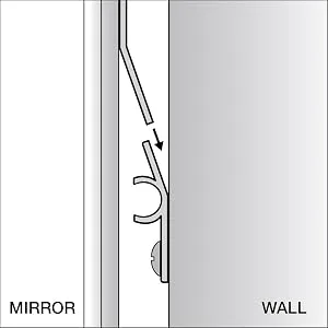 Gatco Beveled Easy Mount Mirror  26.5 H x 19.5 W  Silver - Side View of Bracket Placement