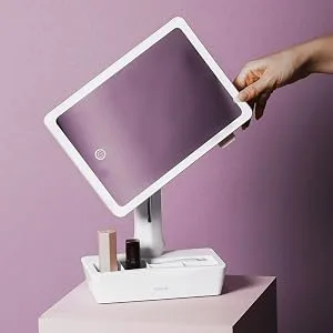 Fancii LED Lighted Large Vanity Makeup Mirror with 10X Magnifying Mirror - Dimmable Natural Light  Touch Screen  Dual Power  Adjustable Stand with Cosmetic Organizer - Gala - Fancii adjustable makeup mirror with lights