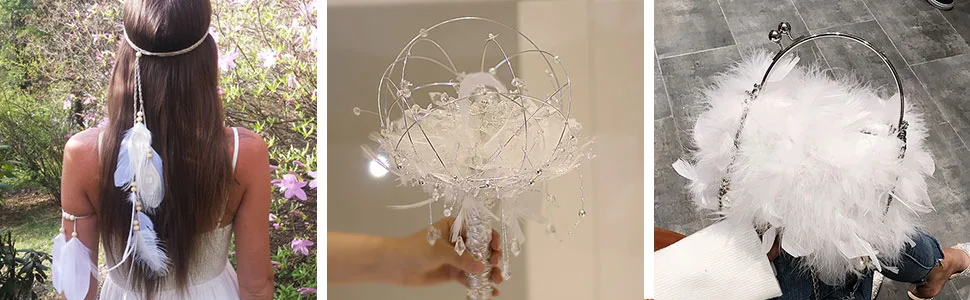 Coceca 500pcs 3-5 Inches White Feathers for DIY Craft Wedding Home Party Decorations - uses