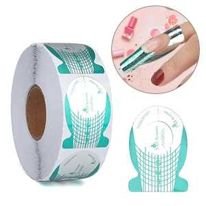 G2PLUS Nail Forms  Nail Art Tip Shape Guide Stickers Acrylic Gel Manicure Extension Tool for DIY and Home Use Salon Supplies (1 Roll - 500 PCS - Green) - Nail Art Tip Stickers