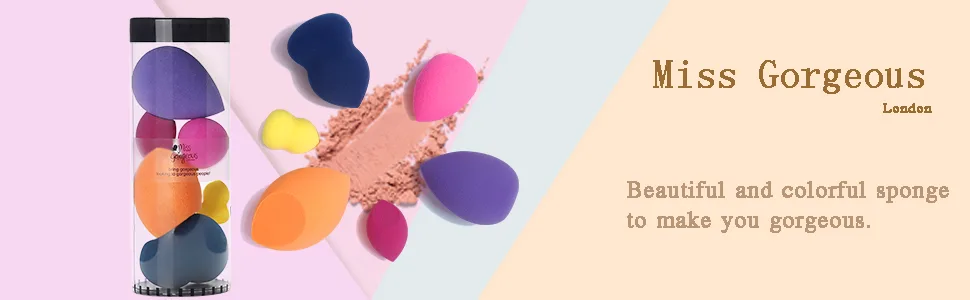 Miss Gorgeous London Makeup Sponge Set Blender Beauty Foundation Blending Sponge - Multi-colored 6 Pieces - makeup sponge