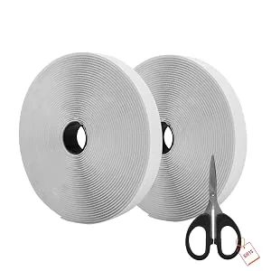 AIEX 39.37 Feet/12m Hook and Loop Self Adhesive Tape Roll with Gift Scissors (White) - product information 2