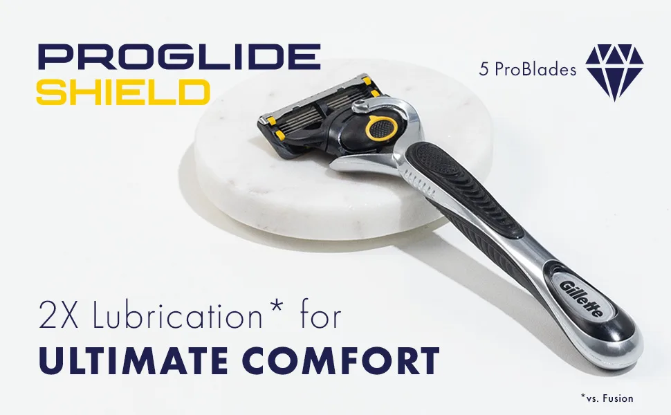 Gillette ProGlide Shield Razor for Men  1 Gillette Razor  4 Razor Blade Refills  Shields Against Skin Irritation Razor + 4 Refills - 3x longer