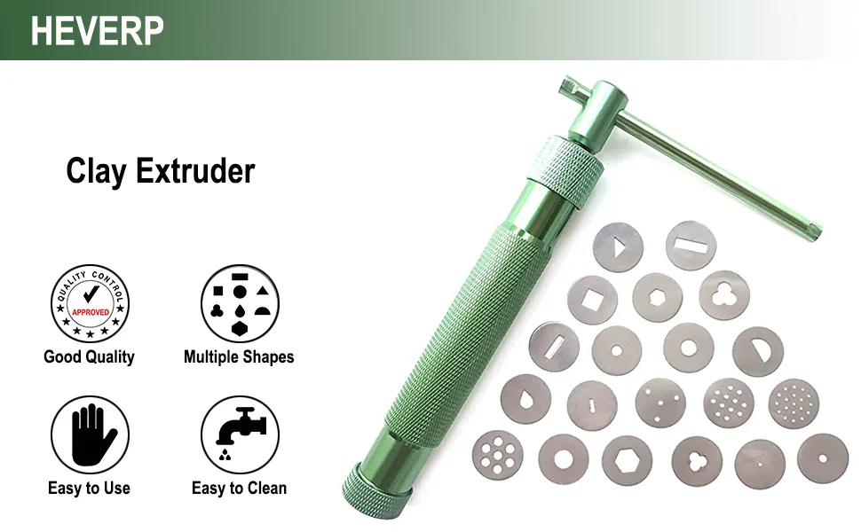 HEVERP Stainless Steel Clay Extruder Sugar Paste Extruder Cake Fondant Decorating Tool Set - Clay Extruder Sugar Paste Extruder Cake Fondant Decorating Tool Set