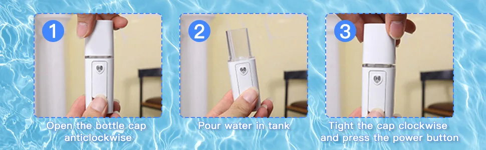 Frcolor Nano Facial Mister Atomization Eyelash Extensions Mist Atomization Facial Humectant Steamer Cool Mist Face Hydration Sprayer Beauty Skin Care - Using steps