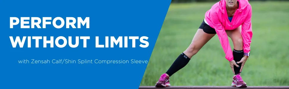Zensah Ankle/Calf Compression Sleeves- Toeless Socks for Circulation  Swelling for Men and Women Large Black - Perform without limits with Zensah Calf/Shin Splint Compression Leg Sleeves
