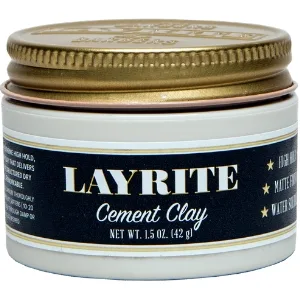 Layrite Cement Clay  1.5 oz - Cement Clay Layrite Pomade Hair Clay Care Professional Barber Barbering Hairstyle Style Matte Finish
