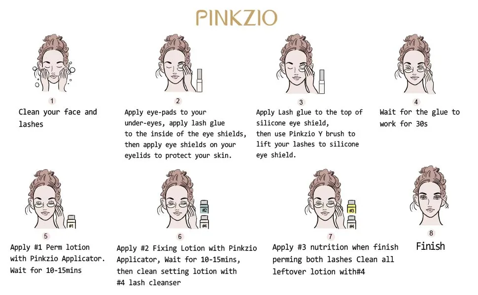 PINKZIO Lash Lift Kit  Curling Eyelash Perm Kit  Professional Semi-Permanent Eyelash Perming Kit for Salon - eyelash curling