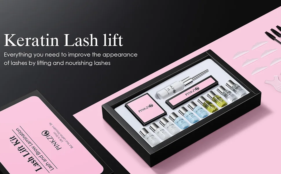PINKZIO Lash Lift Kit  Curling Eyelash Perm Kit  Professional Semi-Permanent Eyelash Perming Kit for Salon - lash perm