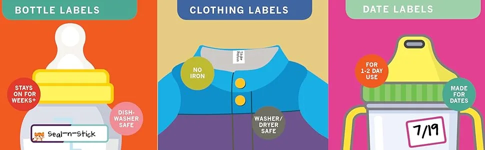 Removeable  Write-On Food Labels  Waterproof  Multipurpose  Freezer Safe  Self-Laminating Label  Dishwasher-Safe for Home Organization and Kitchen Labels (All-Purpose White)  Made in The USA - waterproof labels daycare back to school baby bottle self laminating dishwasher safe clothing label