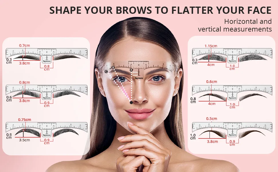 Skymore Eyebrow Ruler  100Pcs Eyebrow Stencil Microblading Ruler  Disposable Eyebrow Template Eyebrow Ruler Sticker  Eyebrow Shape Kit for Microblading Supplies  3 Minutes Makeup Tools For Eyebrow - eyebrow stencil stickers