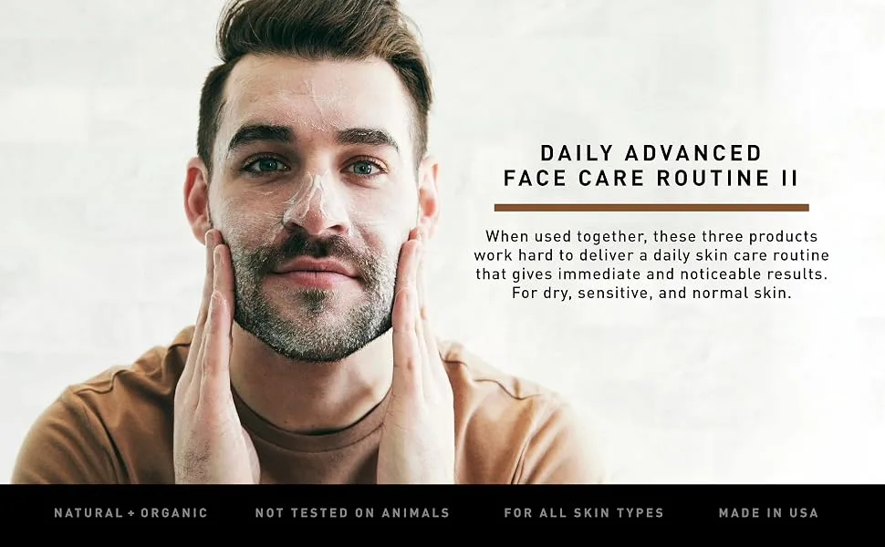 Brickell Men's Daily Advanced Face Care Routine II  Activated Charcoal Facial Cleanser  Face Scrub  Face Moisturizer Lotion  Natural and Organic  Scented Peppermint - Daily Advanced Face Care Routine II, Face Care for men, 3 essential products, noticeable results