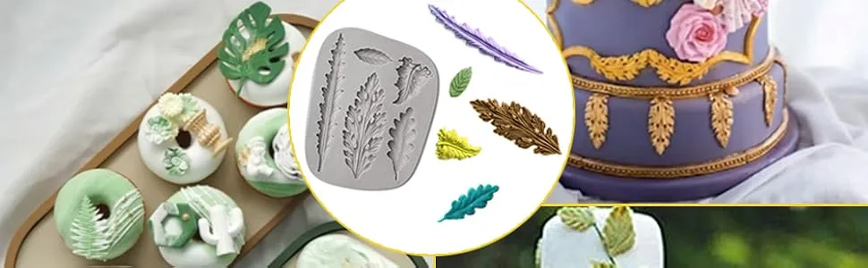 Koogel Tree Leaf Silicone Mold  Resin Mold Cake Fondant Silicone Mold Fondant Clay Mould Leaf Shape DIY Decorating Tool - product information 4
